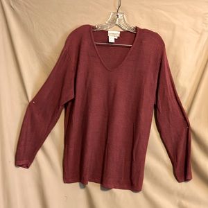 Rusty red Coldwater Creek vneck rayon sweater size large